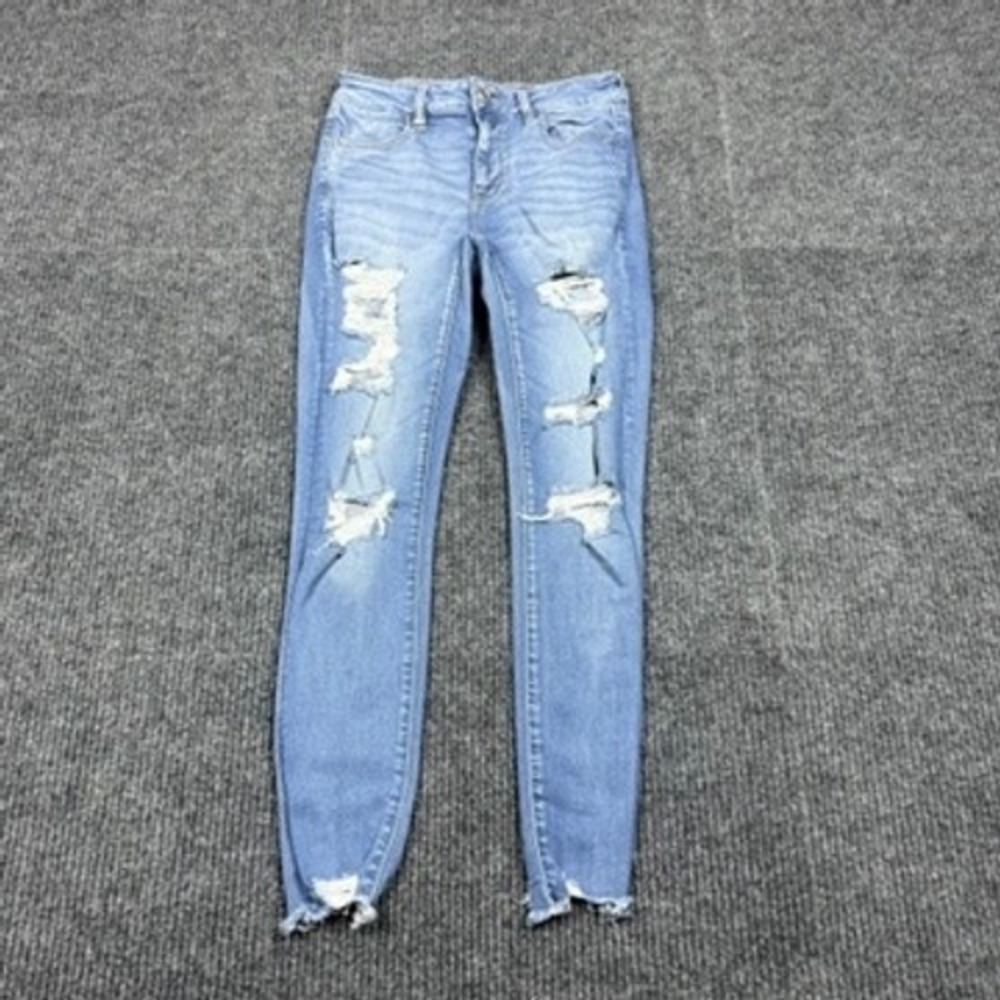 American Eagle Ne(x)t Level Stretch Distressed Jeggings Blue Size 8 Regular